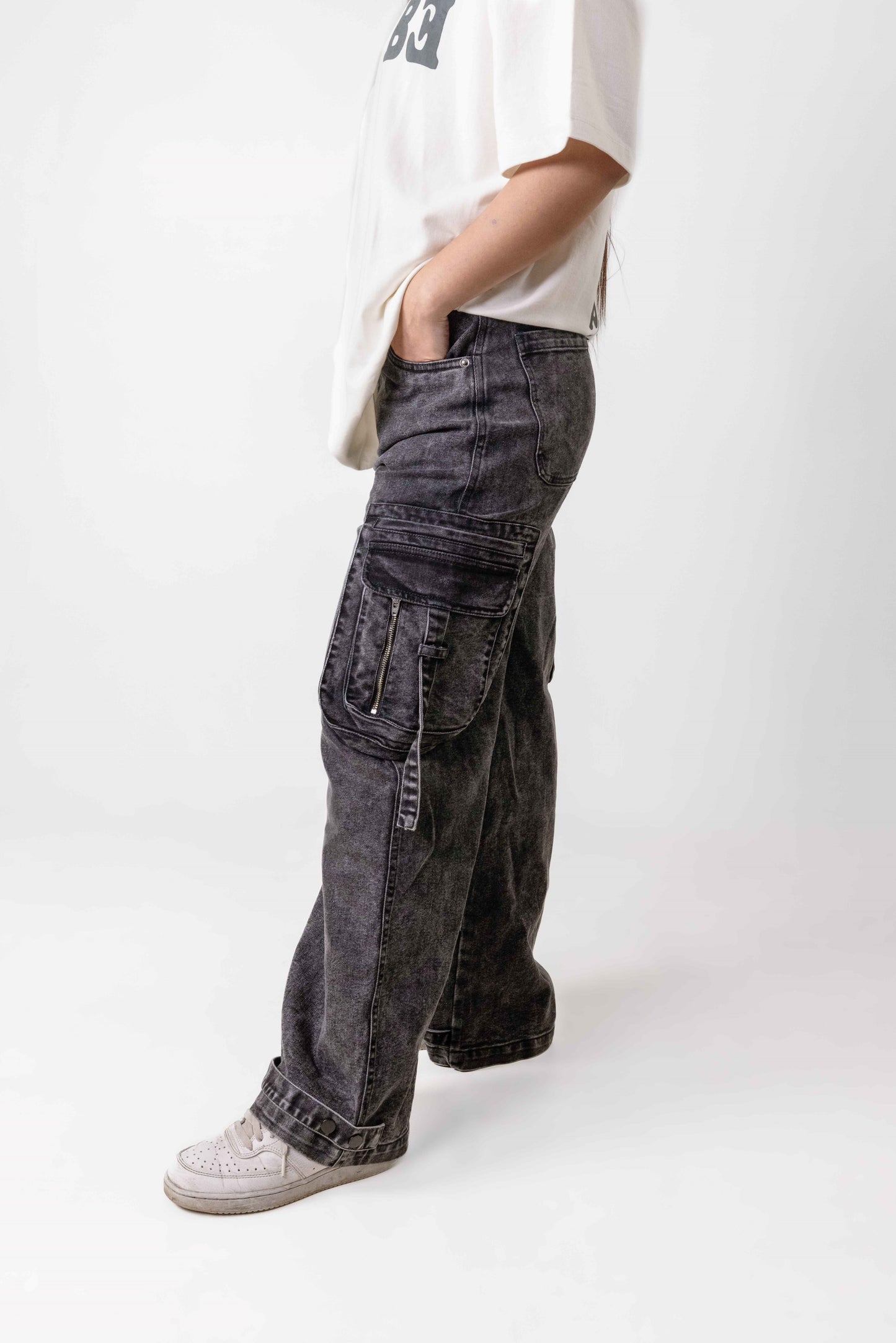DENIM CARGO PANTS